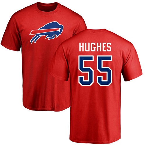Men NFL Buffalo Bills #55 Jerry Hughes Red Name and Number Logo T Shirt->buffalo bills->NFL Jersey